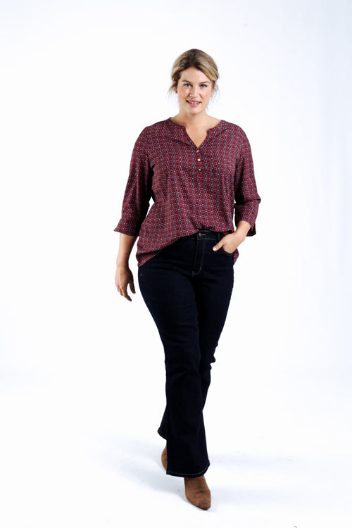 Blouse imprimé graphique-Paprika-7