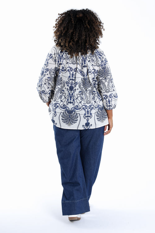Blouse en coton imprimé floral-Paprika-2
