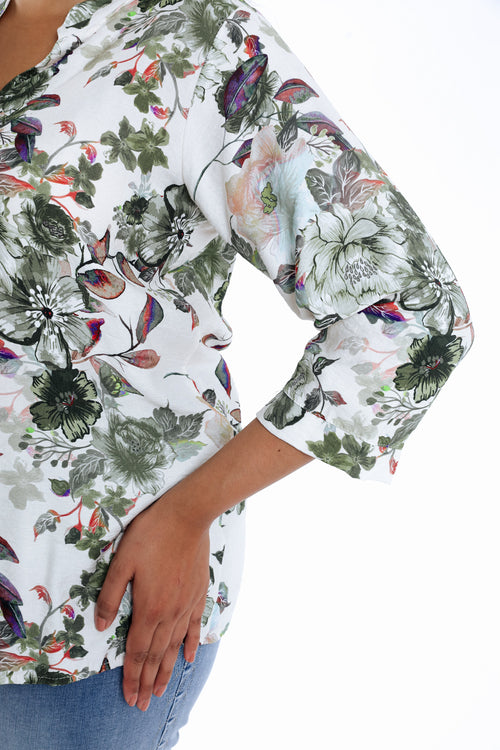 Blouse van bedrukt viscose met bloemenprint-Paprika-4