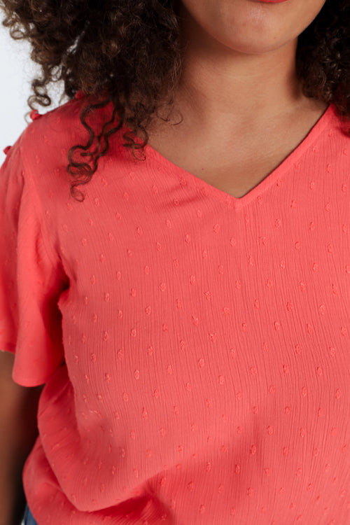 Blouse en viscose unie-Paprika-6