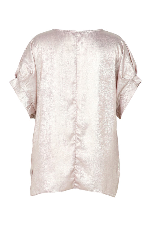 Effen, glanzende blouse met ballonmouwen-Paprika-11