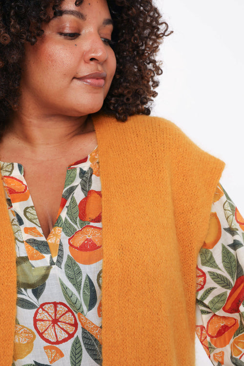 Effen mouwloos gilet-Paprika-5