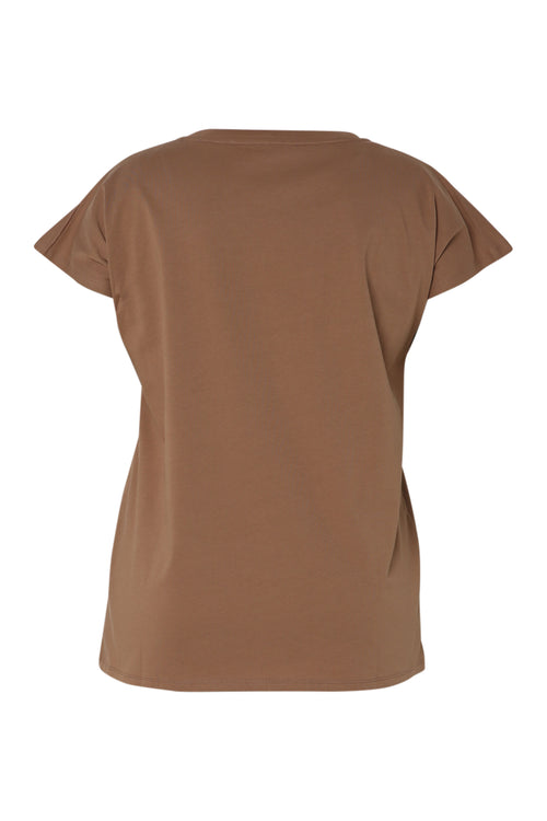 T-shirt uni en coton avec imprimé foil et léopard-Paprika-11