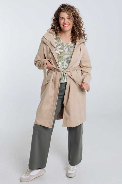 Trench mi-long uni avec capuche-Paprika-7