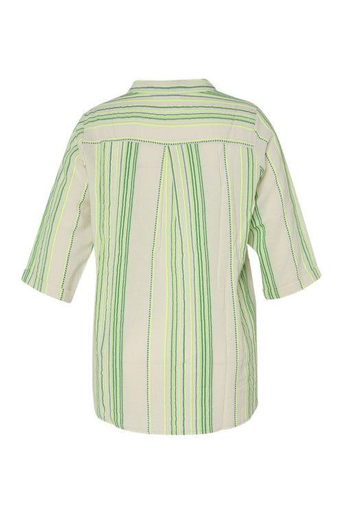 Blouse 100% coton à rayures fluo-Paprika-11