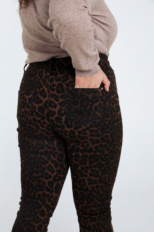 Pantalon slim imprimé léopard-Paprika-7