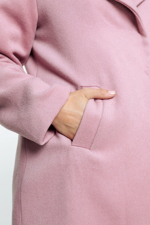 Lange, wollen jas met grote kraag en drukknopen-Paprika-4