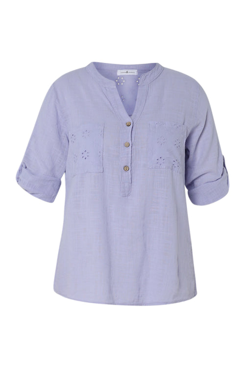 Blouse en gaze de coton unie-Paprika-10