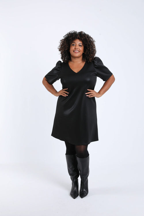 Effen jurk met satijneffect-Paprika-6