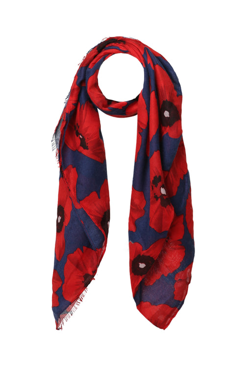 Sjaal met klaprozenprint-Paprika-1