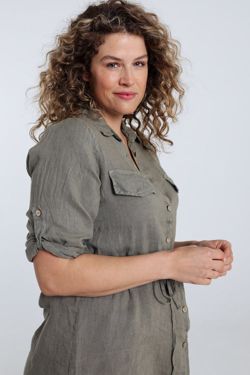 Effen linnen tuniek-Paprika-4