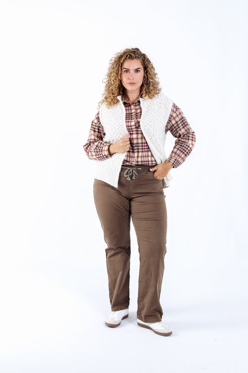 Blouse van katoen met geruit dessin-Paprika-6