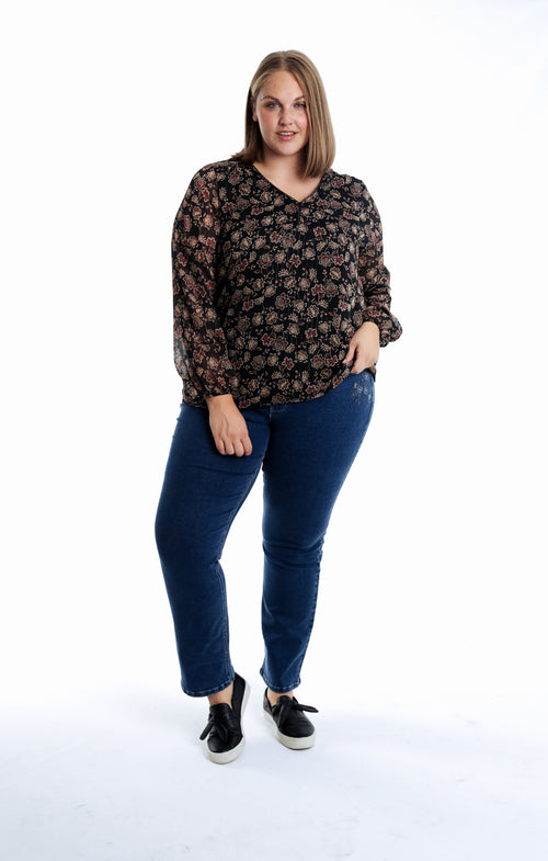 Blouse met Indiase bloemenprint-Paprika-6