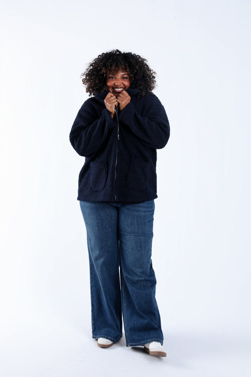 Effen teddy mantel-Paprika-6