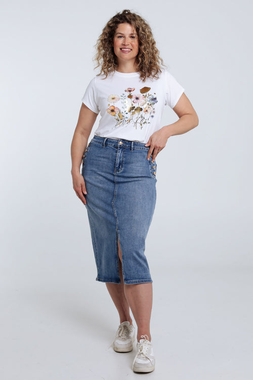T-shirt en coton imprimé floral avec foil-Paprika-8
