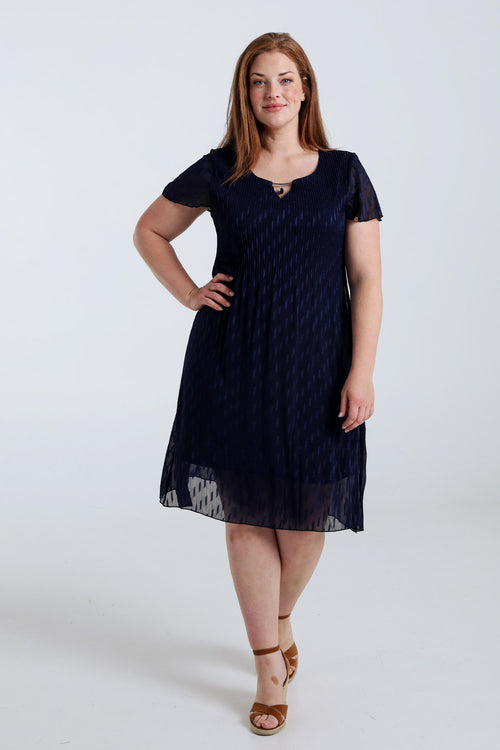 Robe courte unie en voile plissé-Paprika-9