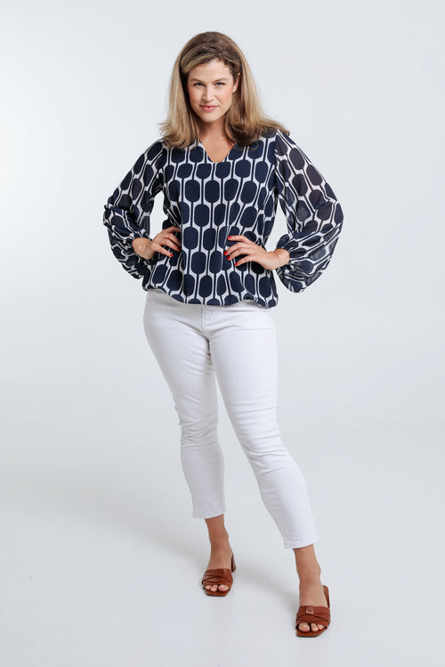 Blouse imprimé graphique-Paprika-6