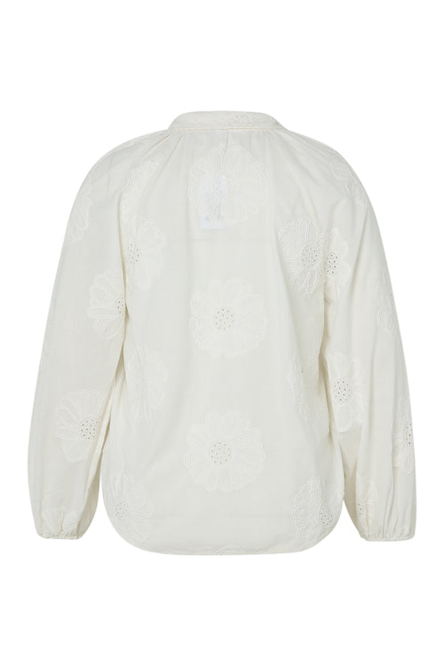 Effen katoenen blouse met geborduurde bloemen-Paprika-11