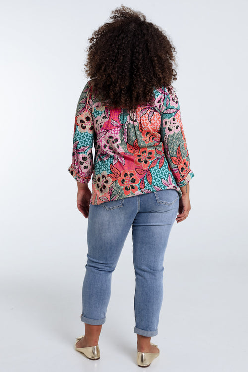Blouse en viscose imprimé floral-Paprika-2