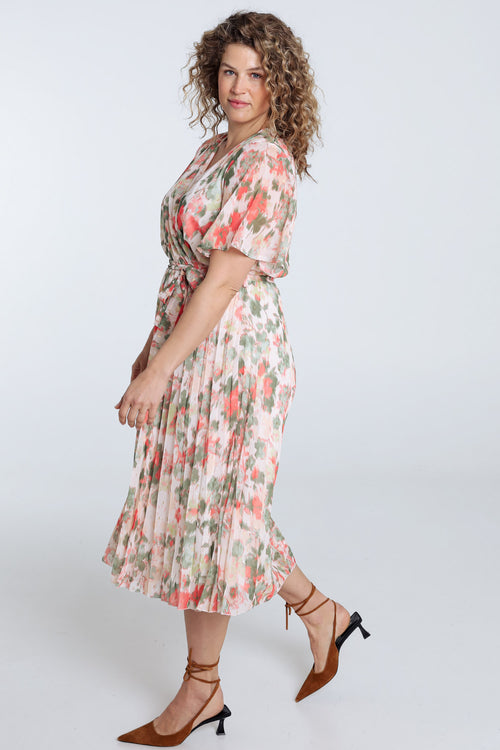 Jurk van geprinte voile met lurex-Paprika-7
