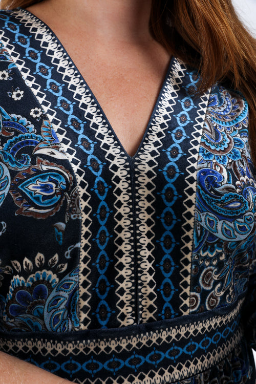 Robe en velours imprimé cachemire-Paprika-4