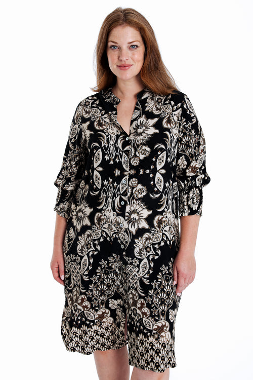 Robe courte en viscose imprimé floral-Paprika-2