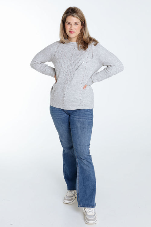 Pull uni torsade et strass-Paprika-8