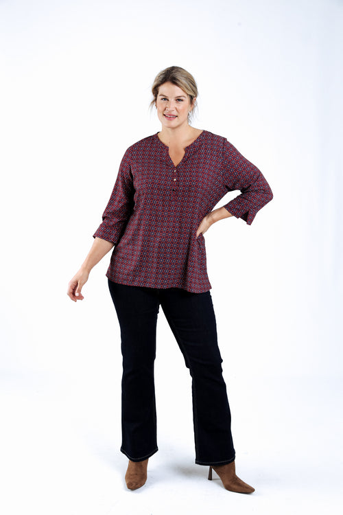 Blouse imprimé graphique-Paprika-6