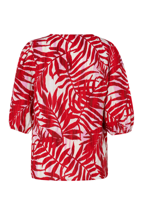Blouse en viscose imprimé feuillage-Paprika-11