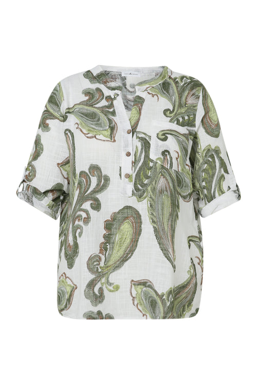 Blouse en gaze de coton imprimé cachemire-Paprika-10
