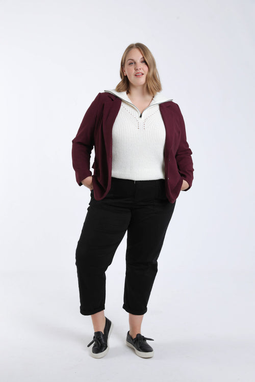 Effen trui met ritskraag-Paprika-9