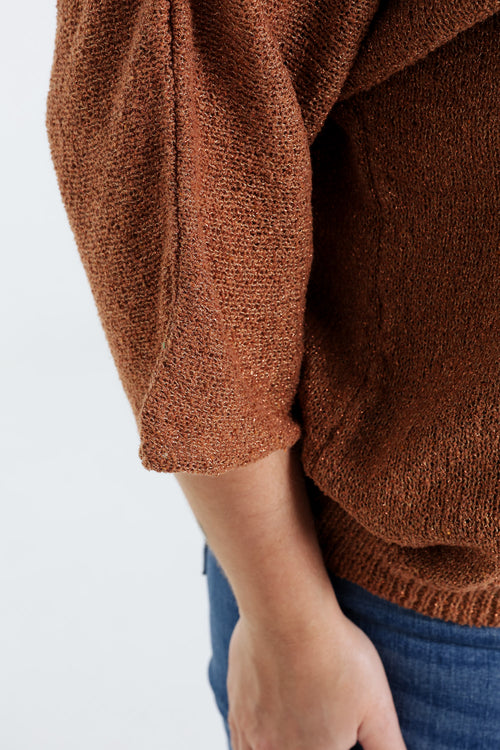 Pull boîte en coton avec lurex-Paprika-6
