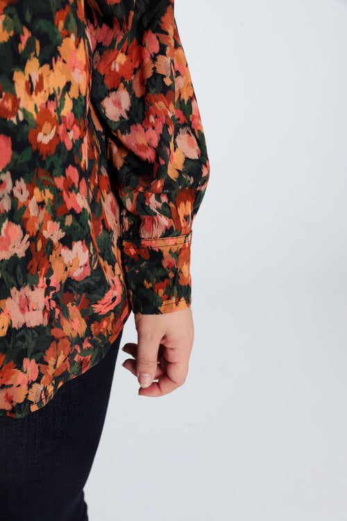 Hemd in viscose met motief van vage bloemen-Paprika-7