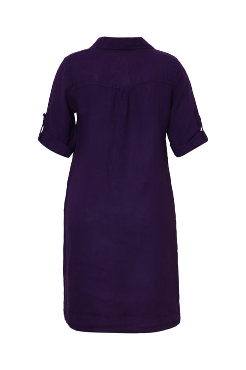 Robe tunique en lin unie-Paprika-2