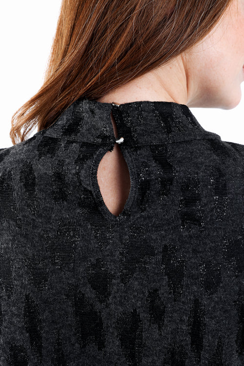 Jurk met jacquard luipaardmotief-Paprika-6