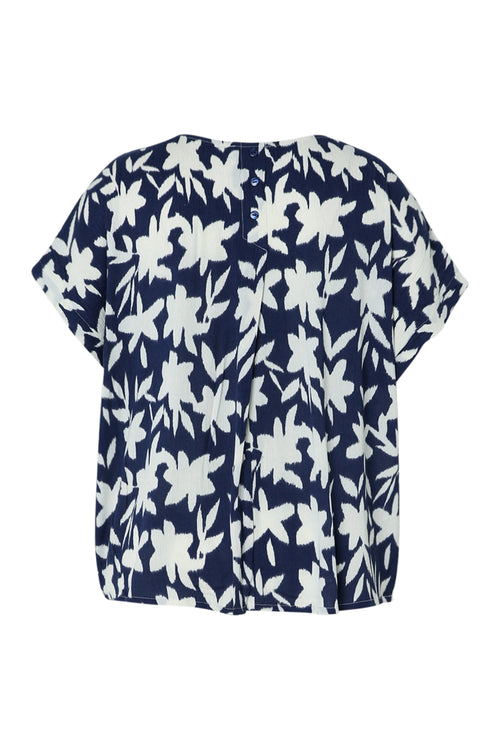 Blouse en viscose imprimé floral bicolore-Paprika-11