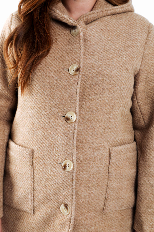 Manteau en laine uni avec capuche-Paprika-6