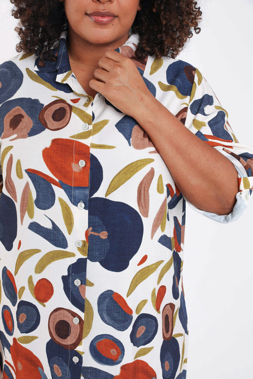 Chemise longue en viscose imprimé coquelicots-Paprika-3