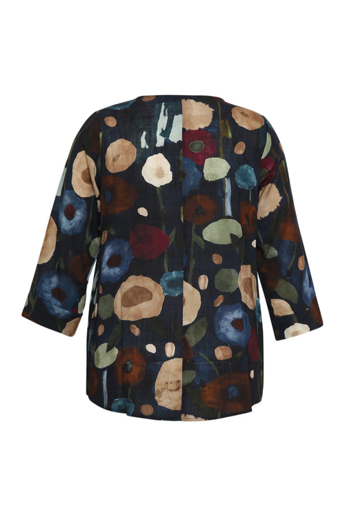 Blouse van viscose met klaprozenprint-Paprika-1