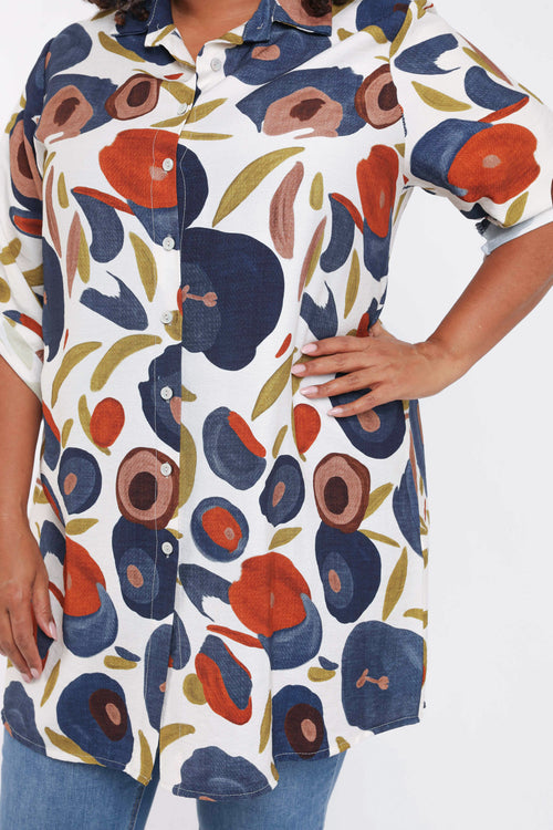 Chemise longue en viscose imprimé coquelicots-Paprika-4