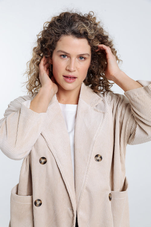Longue veste en velours unie-Paprika-4