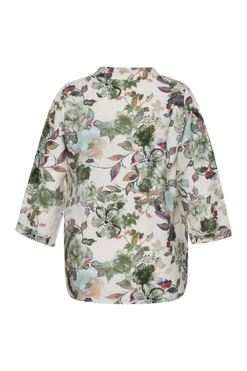 Blouse van bedrukt viscose met bloemenprint-Paprika-10