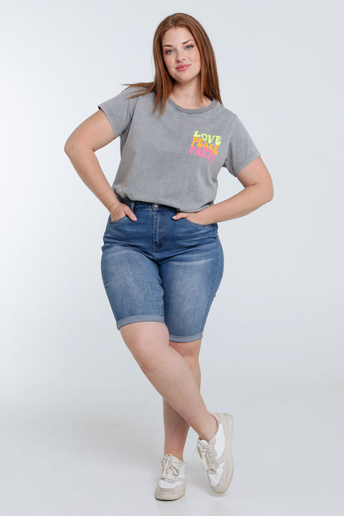 T-shirt van katoen met fluorescerende tekstprint-Paprika-9