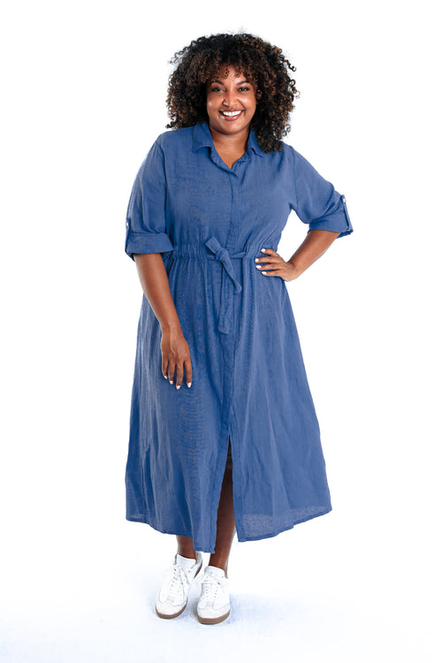 Robe en gaze de coton unie-Paprika-7