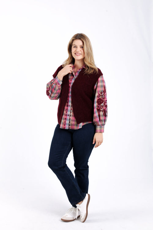 Effen mouwloos gilet-Paprika-6