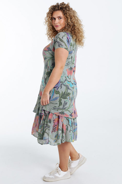 Robe en gaze de coton imprimé floral-Paprika-8