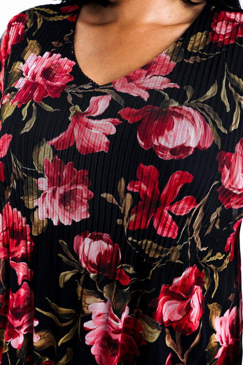 T-shirt met bloemenprint en mesh-Paprika-4