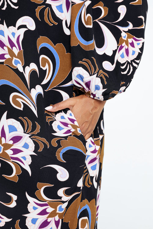 Robe house en viscose imprimé floral-Paprika-4