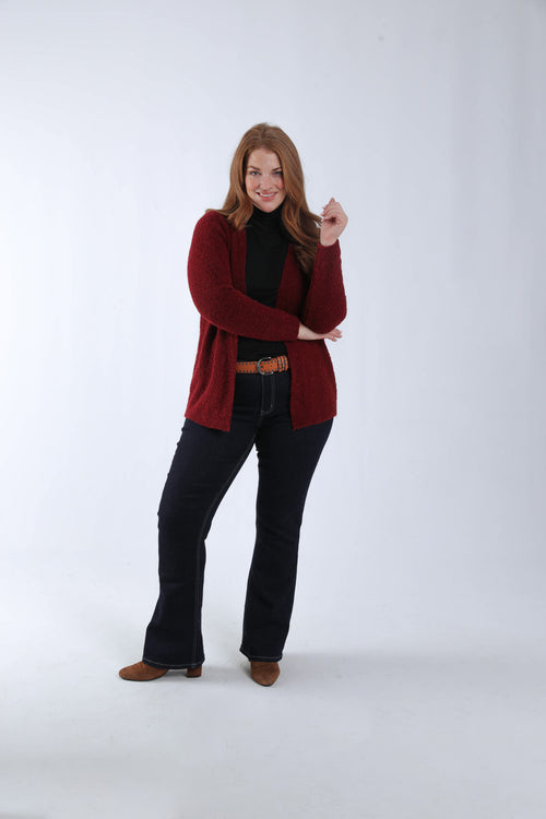 Gilet maille bouclette uni-Paprika-6