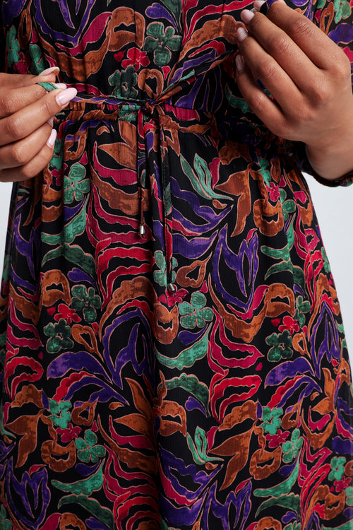 Robe en voile imprimée-Paprika-4